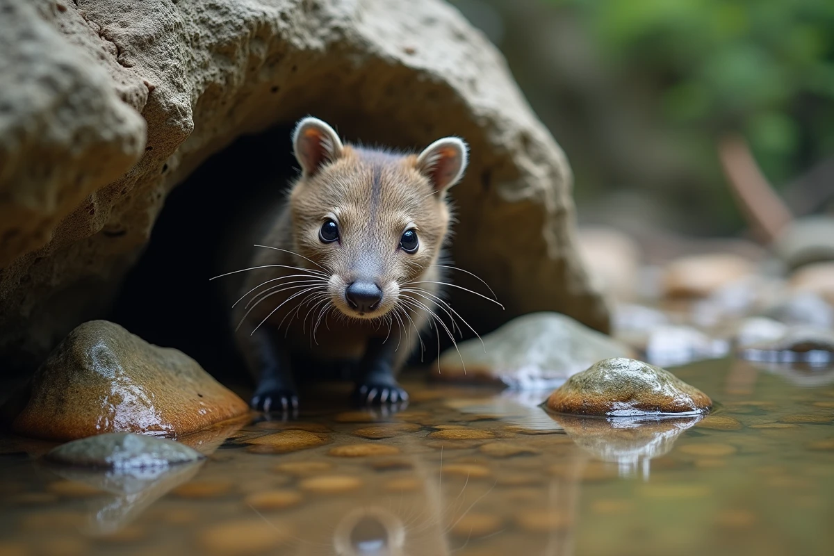 Jeune grison curieux près d
