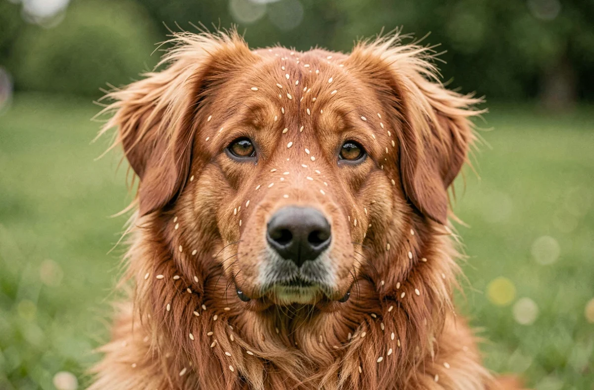 Portrait en gros plan d'un chien Eurasier au pelage roux et soyeux dans un parc