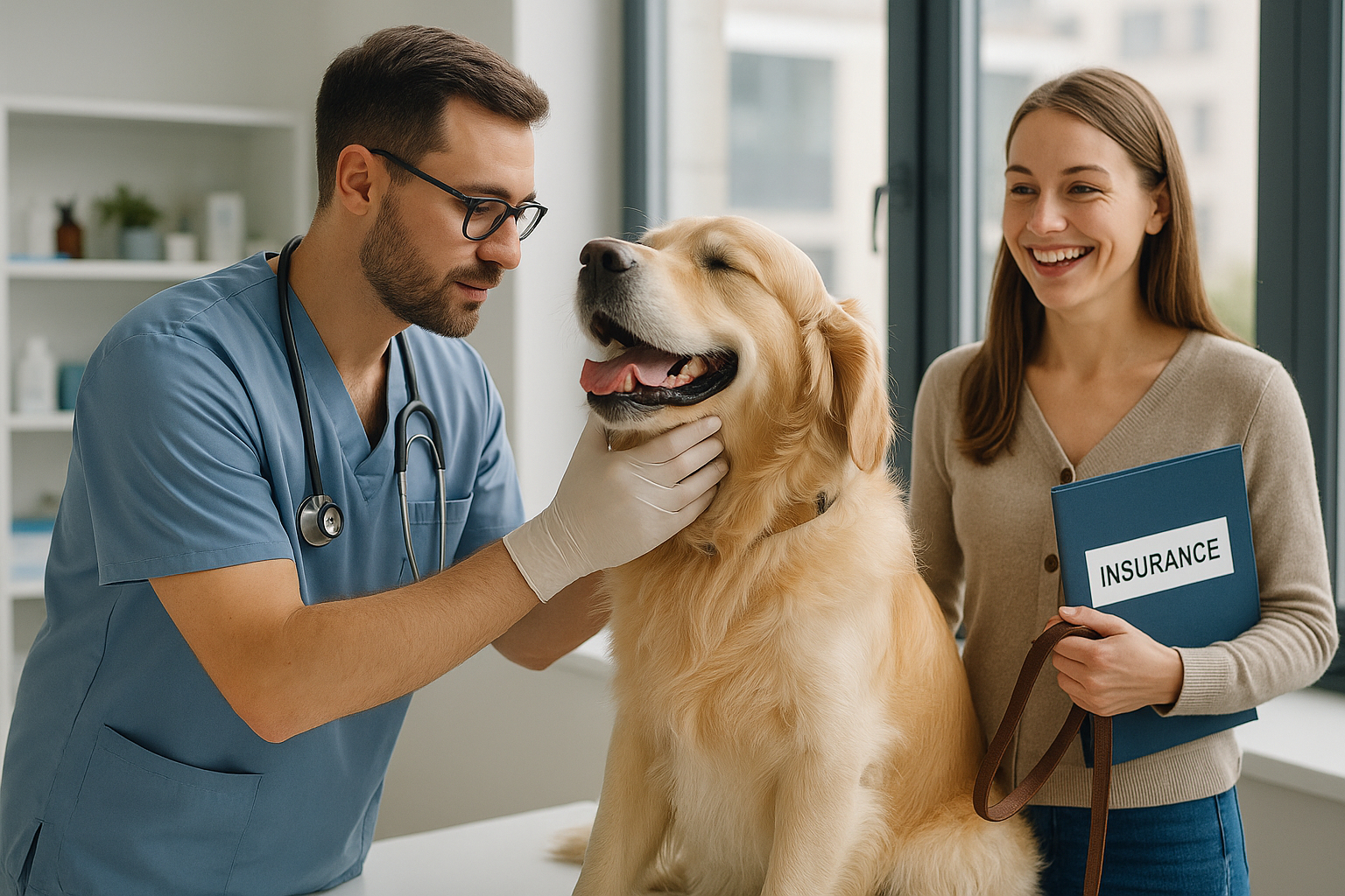 Vétérinaire examinant un chien dans une clinique moderne